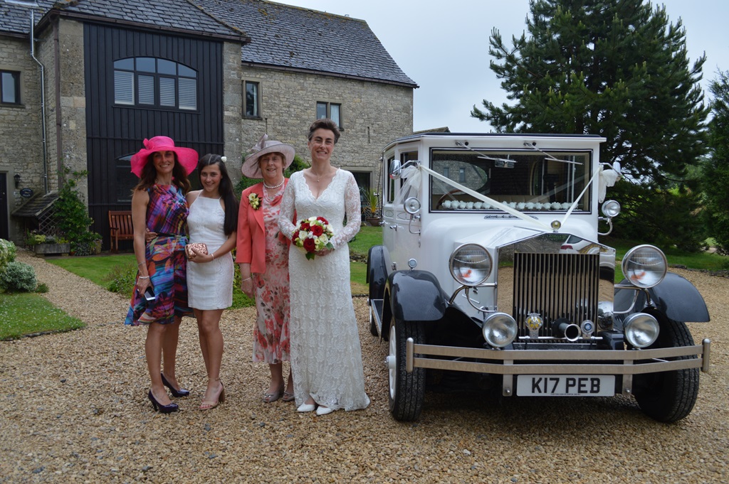 Lisa and family with Imperial wedding car