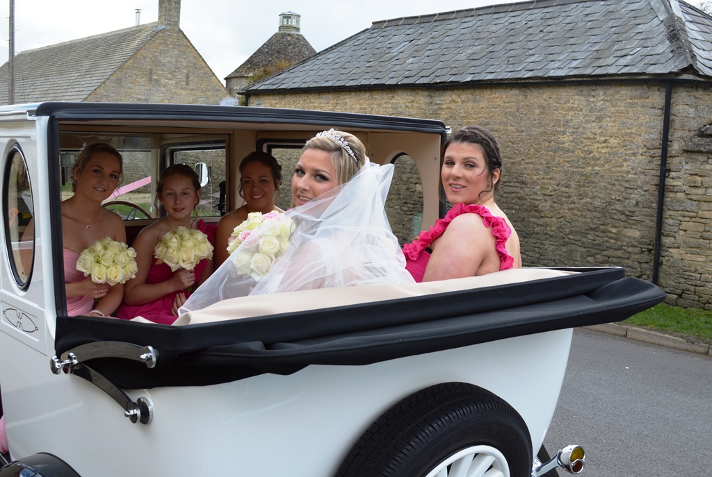 Emily and her bridesmaids in the Imperial wedding car
