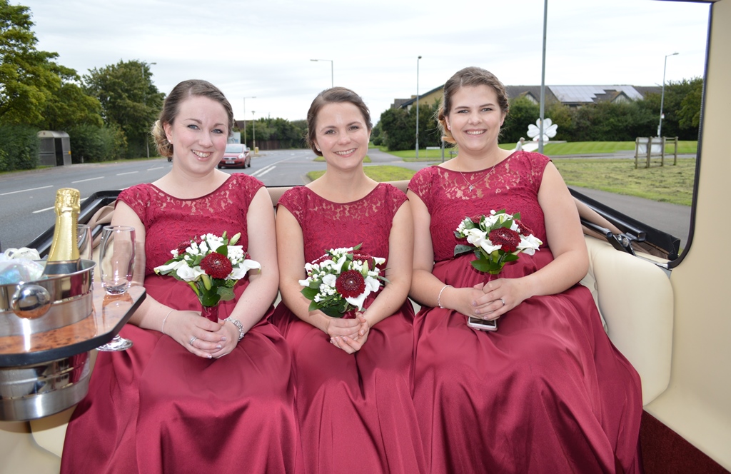 Megan's bridesmaids in the Imperial wedding car