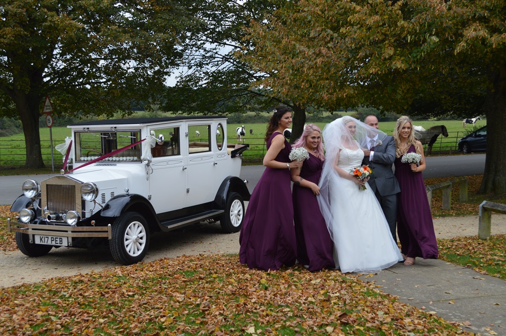 Laura arriving at Lydiard Church with her bridal party