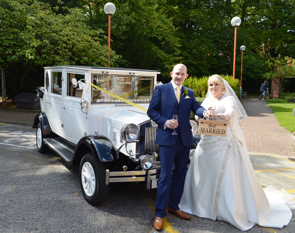 Hayley & Tristen with Imperial wedding car