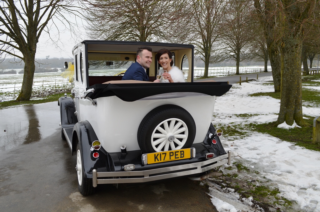 Natalie and Adam in Imperial wedding car