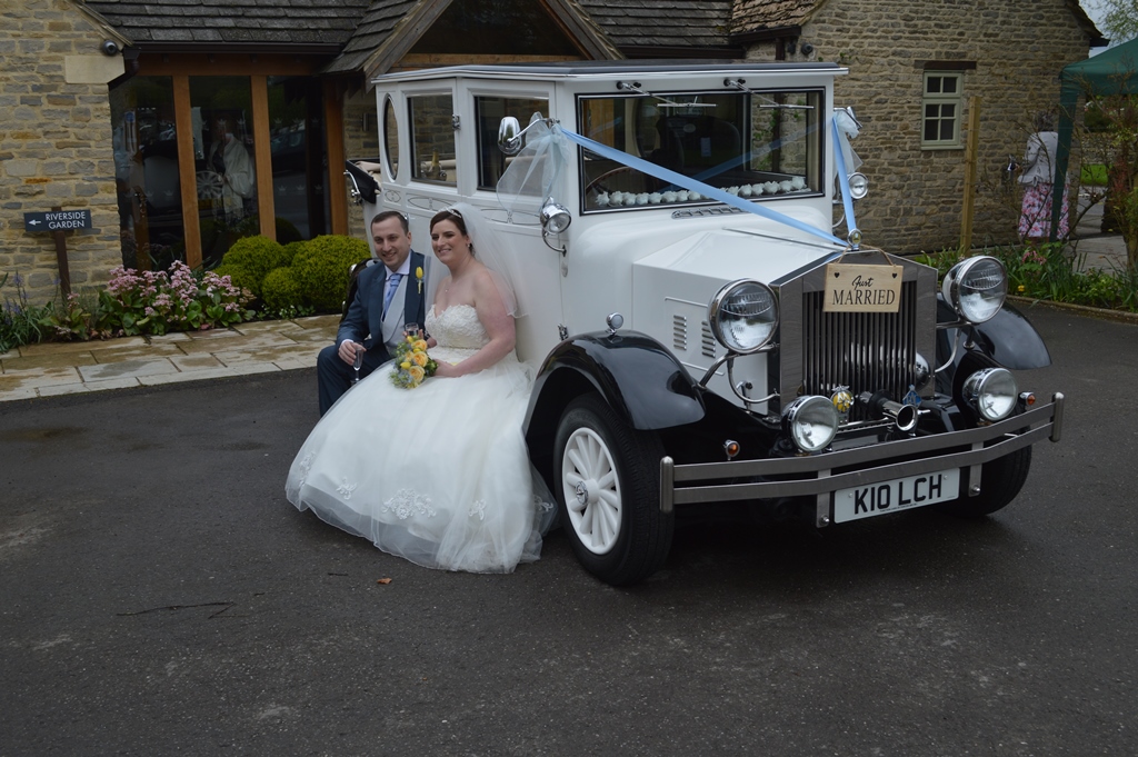 Letty and Andy with Imperial wedding car