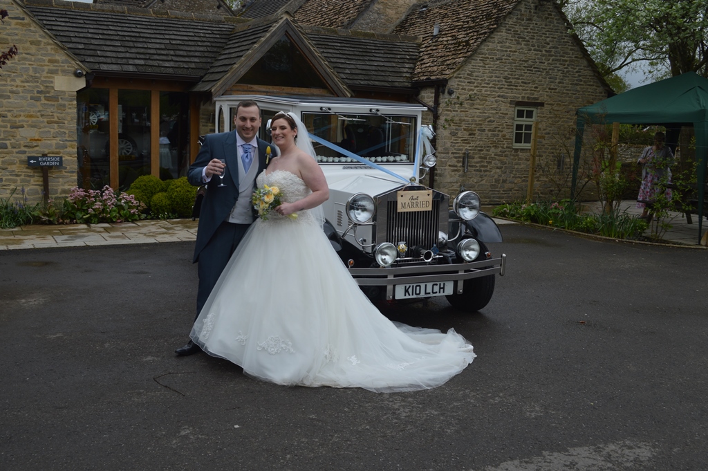 Letty and Andy with Imperial wedding car