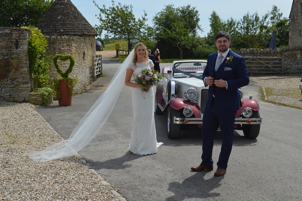 Pia & Curtis with Beauford wedding car