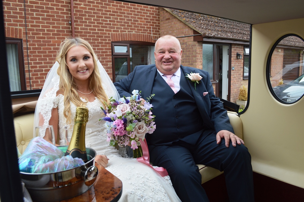 Jessica & her Father in Imperial wedding car