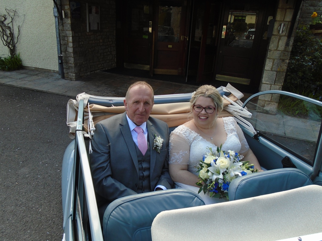 Hannah and her Father in our Morris Minor